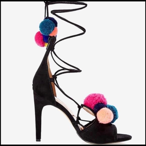 Pom-Pom lace up Stilettos - Picture 3 of 4